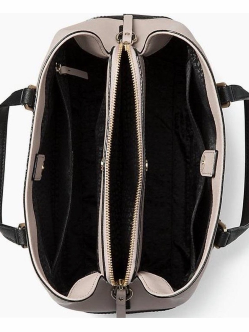 Kate Spade Laurel Way Evangelie Saffiano Leather Satchel Handbag Almond/Black - Picture 6 of 13